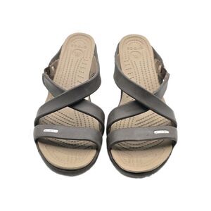 CROCS Cyprus IV Heels Brown Espresso/Mushroom Women's US 9 Sandals Strappy